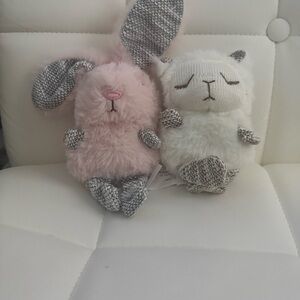 Plush Bunny and Lamb Toy Set - Pink and White Animal Adventure